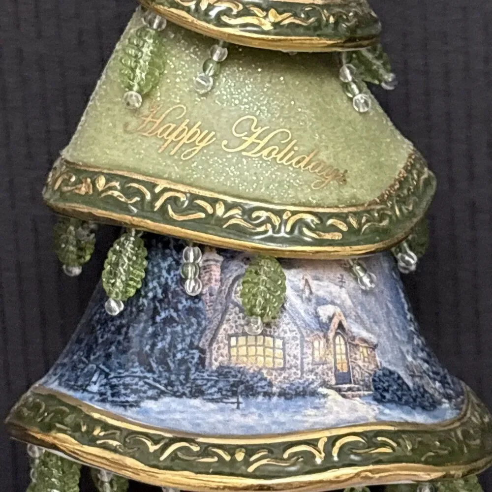 Thomas Kinkade Classic Ornaments, 2 Decorated Christmas Tree, Faithful, Holidays